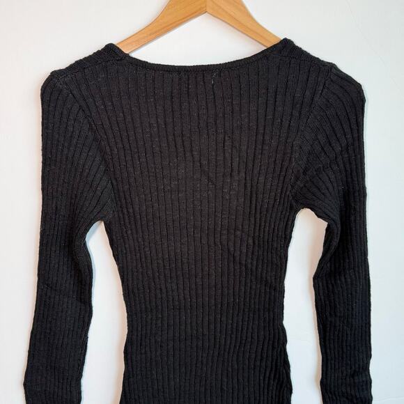 Rumored Ribbed Mini Sweater Dress size medium black - Picture 6 of 14